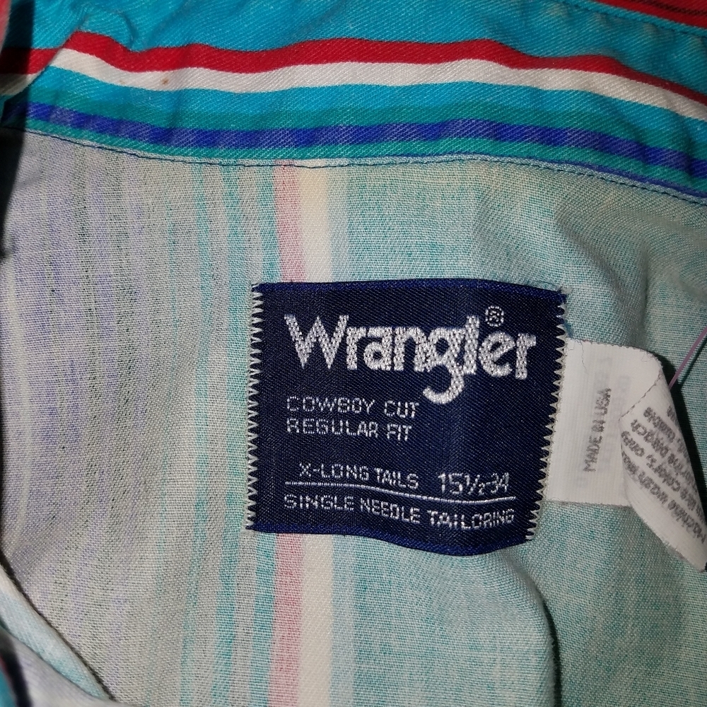 Wrangler Cowboy Cut 15 1/2- 34 Men's Button Down Made in USA - Picture 5 of 13